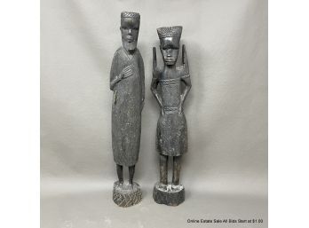 Pair Of Carved Wood African Statues