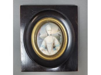 18th Century Miniature Portrait Painting On Celluloid Signed Mengs