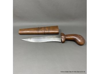 Antique 12' Knife In Wood Sheath (possibly Mindenao Philippines)
