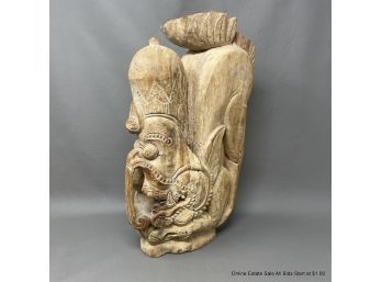Carved Wood Indonesian Elephant Statue