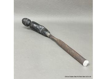 Antique Chisel With Carved Ebony Figural Handle