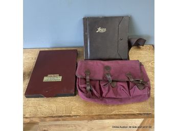 Vintage Leica Canvas Travel Bag, Leica Photo Album (empty) And Light Tight Photo Paper Box
