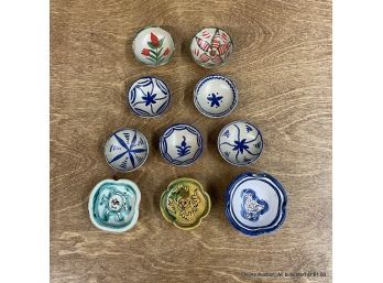 Lot Of Ten (10) Tiny Decorative Hand Painted Bowls