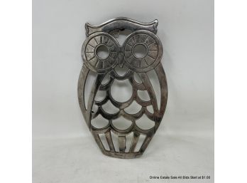 Mid Century Silver Plate 10' Leonard Owl Trivet