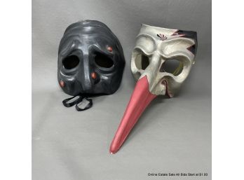 Pair Of Papier Mache Italian Masquerade Masks