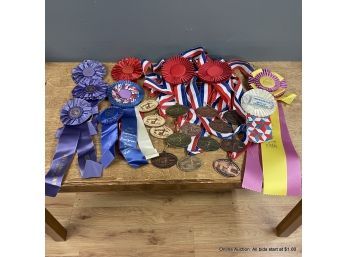 Large Lot Of Various Fiddling Medals And Ribbons