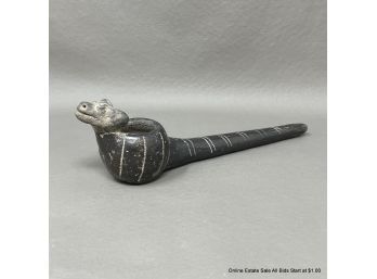 Mexican Clay Pipe Undated With Animal Head
