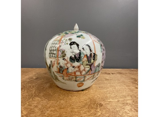 Tongzhi Period Porcelain Ginger Jar With Hand-painted Figural Designs