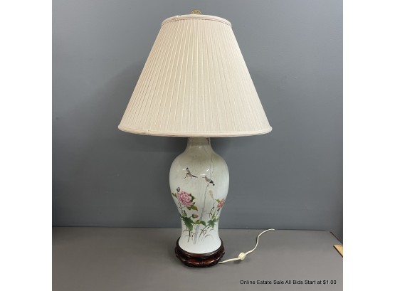 Chinese Jiangxi Porcelain Company Famille Rose Vase Converted Table Lamp With Hand-painted Designs