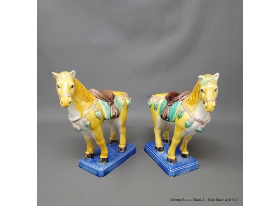 Two Ceramic Tang Style Horses