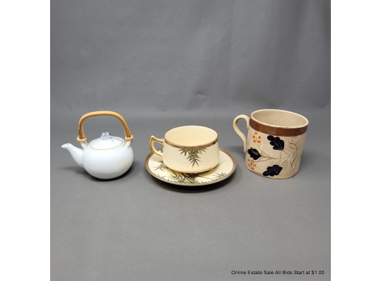 Porcelain Teacups And Teapot