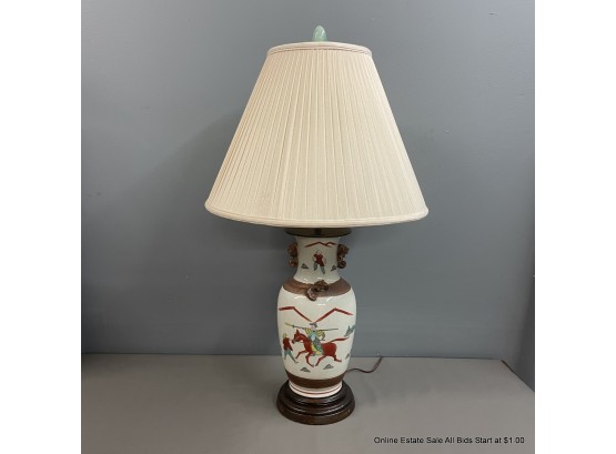 Chinese Vasiform Table Lamp With Ceramic Ormolu-style Mounts And Hand-painted Designs