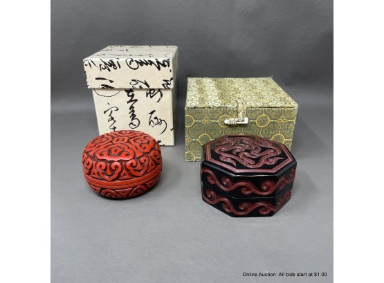 Two Cinnabar Style Lacquer Boxes