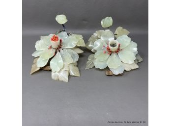 Pair Of Jade Flowers