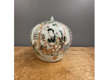 Tongzhi Period Porcelain Ginger Jar With Hand-painted Figural Designs