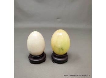 Two Stone Eggs On Stands