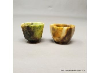 Two Mini Jade (Nephrite And Jadeite) Bowls