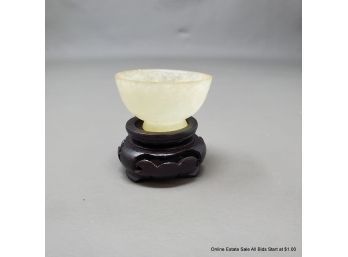 Mini Nephrite Jade Bowl On Stand