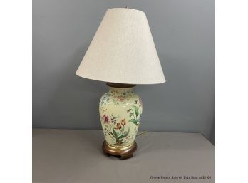 Porcelain Table Lamp With Hand-painted Botanical Design