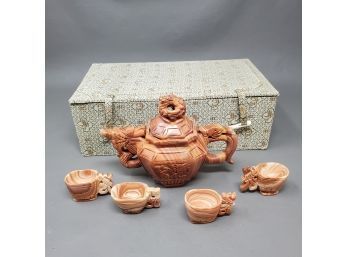 Chinese Decorative Stone Tea Set In Presentation Box