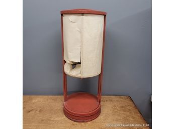 Vintage Asian Paper Candle Lantern With Wood Frame