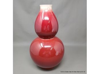 Large Chinese Ox Blood Double Gourd Vase