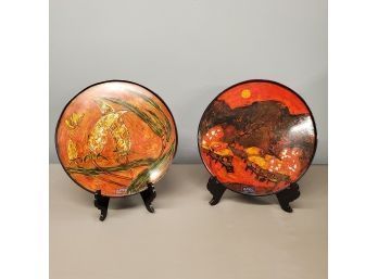 Two Kima Lacquerware  APEC 2006 Platters On Stands