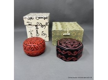 Two Cinnabar Style Lacquer Boxes