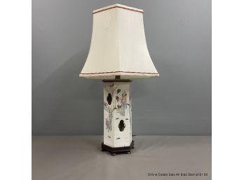Chinese Porcelain Hat Stand Lantern Converted Table With With Hand-painted Designs