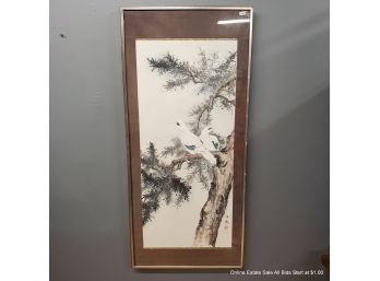 Large Chinese Ink And  Watercolor In Frame