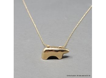 The Original Golden Bear Necklace  14K Yellow Gold On 28' Chain 7 Grams