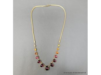 18k Yellow Gold And Ombre Stone Necklace 19 Grams
