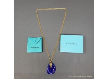 Tiffany & Co. Elsa Peretti 18K Yellow Gold Necklace And Lapis Lazuli 18K Pendant Total Weight 33 Grams