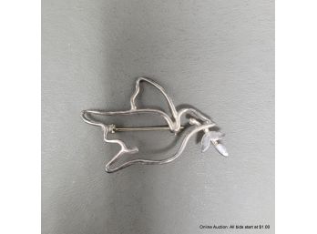 Sterling Silver Peace Dove Pin Brooch 4 Grams
