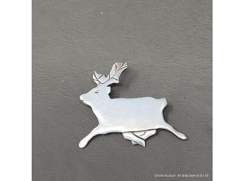 Sterling Silver Reindeer Pin Signed 6 Grams