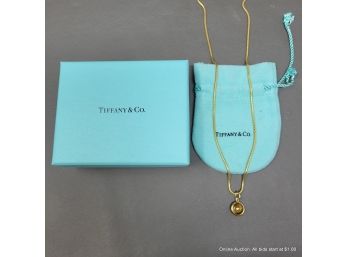 Tiffany & Co. Paloma Picasso 18K Yellow Gold Bezel Set Amber Tone Stone Pendant Necklace 10 GRAMS