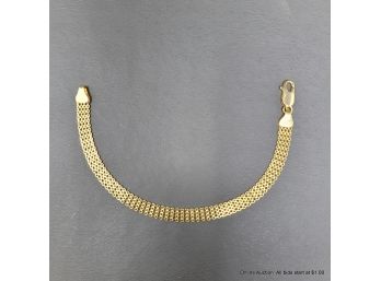 14K Yellow Gold Aurafin Bracelet With Lobster Claw Clasp 6 Grams