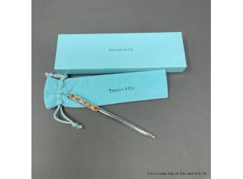 Tiffany & Co. Sterling Silver Retractable Ball Point Pen With Enamel Leaf Motif 27 Grams