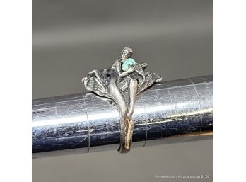 Sterling Silver And Turquoise Mermaid Ring 5 Grams Size 6