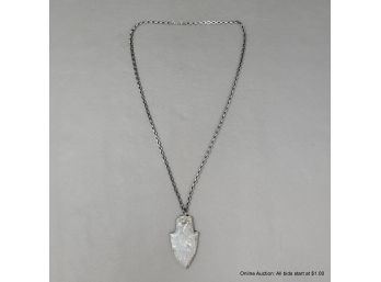 Knapped Stone Arrowhead On Sterling Silver Chain