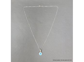 Sterling Silver And Blue Stone Necklace 2 Grams