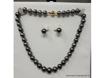 Tahitian Multi Peacock Pearl Necklace And Earring Set