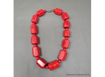 Red Coral Chunky 20 Inch Statement Necklace 376 Grams