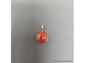 14K Yellow Gold And Red Stone Pendant 1.5 Grams