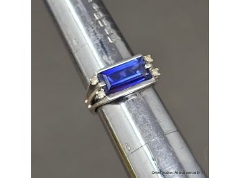Sapphire, Diamond & 14K White Gold Ring