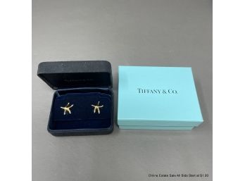 Tiffany & Co. Elsa Peretti 18K Yellow Gold Starfish Pierced Post Back Earrings 6 Grams