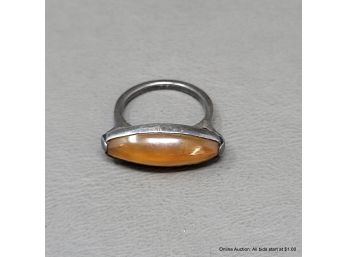 Sterling Silver And Amber Ring 3 Grams Size 4