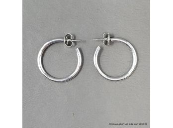 Sterling Silver Hoop Pierced Post Back Earrings 3 Grams