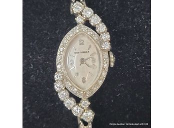 Wittnauer 14K White Gold & Diamond Ladies Wristwatch