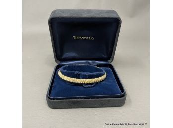 Tiffany & Co. Somerset 18K Yellow Gold Mesh Bangle Bracelet 19 Grams